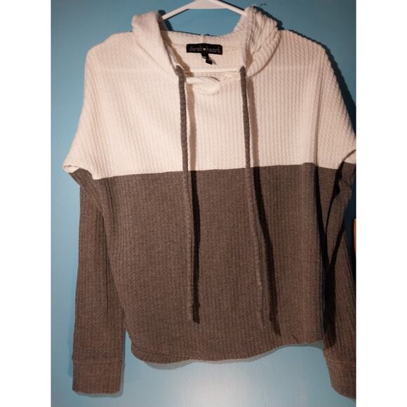 Derek Heart Womens Crop Top Cable Knit Hoodie Juniors Size M - Picture 1 of 9